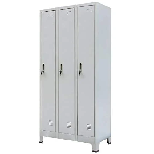 FAMIROSA Armadio con 3 Armadietti Acciaio 90x45x180 cm Grigio
