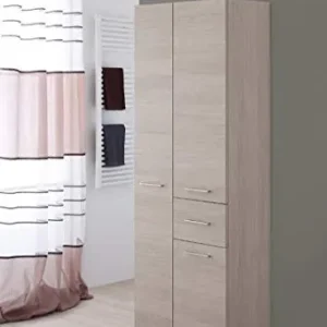 FERIDRAS Mondo Colonna Doppia Portasciugamani, Rovere Chiaro, 33x60x180 cm
