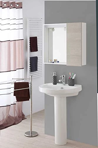 Feridras Specchiera Bagno 17x68x61 1 Anta Rovere Chiaro Linea Mondo