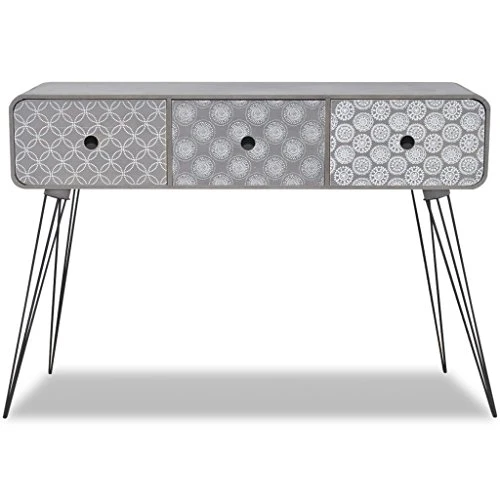 Festnight Armadietto Laterale/Tavolo consolle con 3 cassetti Grigio