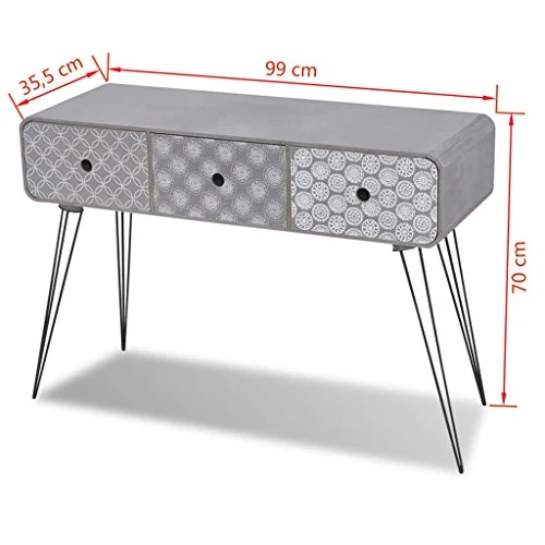 Festnight Armadietto Laterale/Tavolo consolle con 3 cassetti Grigio
