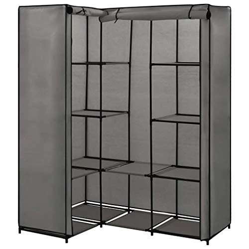 Festnight- Armadio Angolare, Guardaroba Portatile Grigio 130x87x169 cm
