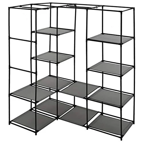 Festnight- Armadio Angolare, Guardaroba Portatile Grigio 130x87x169 cm