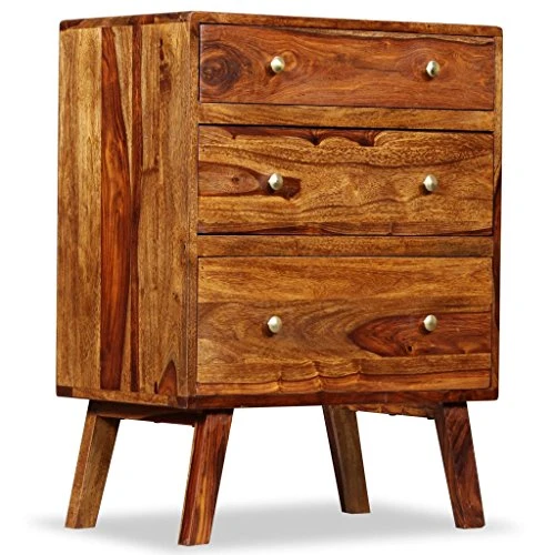 Festnight Cassettiera/Armadietto/Mobiletto con 3 cassetti Legno Massello di Sheesham Marrone 60x35x76 cm da Ufficio Salone...