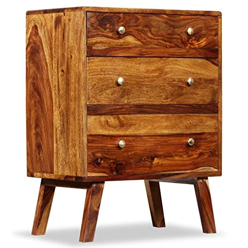 Festnight Cassettiera/Armadietto/Mobiletto con 3 cassetti Legno Massello di Sheesham Marrone 60x35x76 cm da Ufficio Salone...