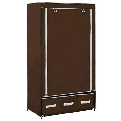 Festnight Guardaroba Portatile, Armadio Tessuto Marrone 87x49x159 cm
