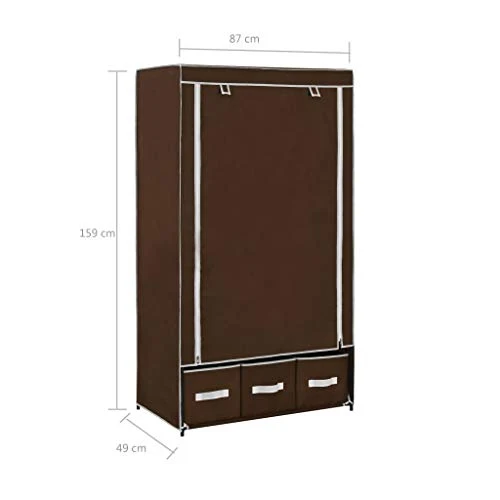 Festnight Guardaroba Portatile, Armadio Tessuto Marrone 87x49x159 cm