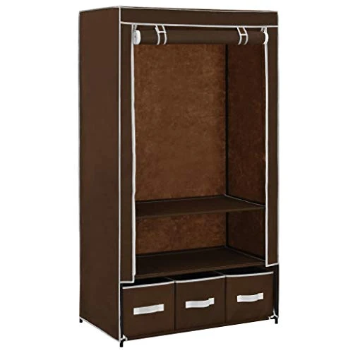 Festnight Guardaroba Portatile, Armadio Tessuto Marrone 87x49x159 cm