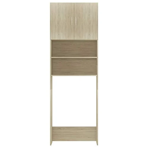 Festnight Mobile per Lavatrice Rovere, Mobiletto per Bagno Truciolato Sonoma 64x25,5x190 cm