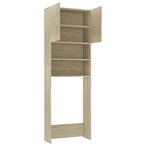 Festnight Mobile per Lavatrice Rovere, Mobiletto per Bagno Truciolato Sonoma 64x25,5x190 cm