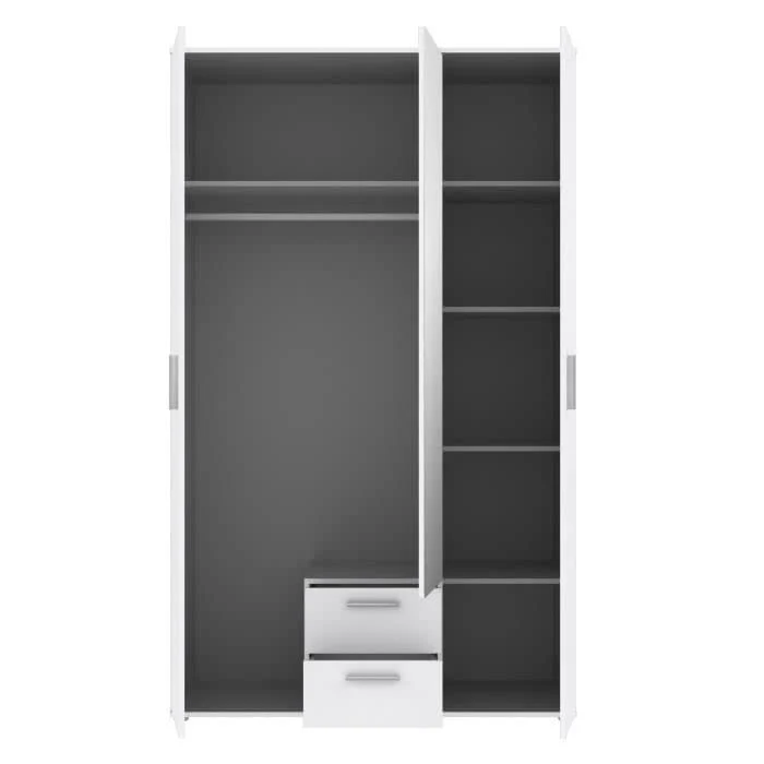 Finlandek - Armadio per camera da letto, 121 cm, colore: Bianco lucido