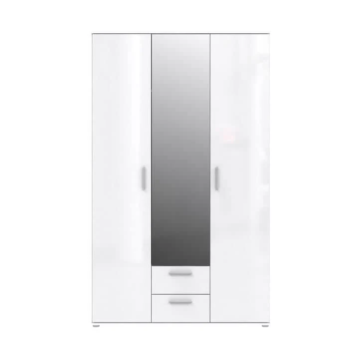 Finlandek - Armadio per camera da letto, 121 cm, colore: Bianco lucido
