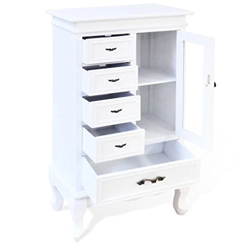 FZYHFA - Armadio con 5 cassetti e 2 ripiani MDF + legno di pino 53 x 30,5 x 95,5 cm (L x l x ), colore: bianco