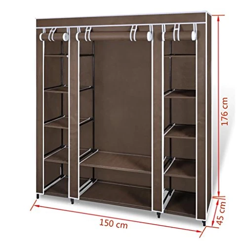 FZYHFA - Armadio guardaroba tessuto, 45 x 150 x 176 cm, colore: Marrone