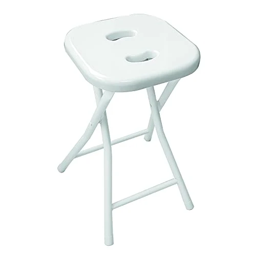 GEDY Sgabello bagno richiudibile, Misure e peso: 46,5X26X28 CM & 1,156 KG, Sgabello richiudibile metallo e resine, Finitur...
