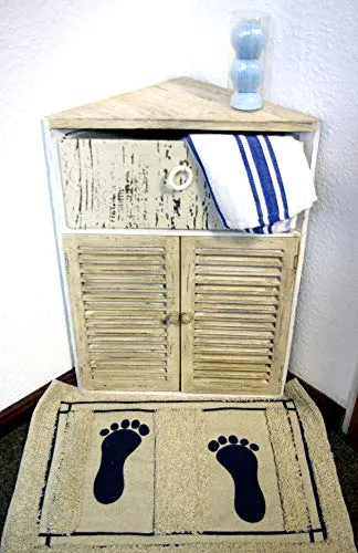 GeKi Trend Chabby Chic - Armadietto angolare piccolo legno, 1 cassetto e porta lamellare, 63 cm, stile rustico, vintage, p...