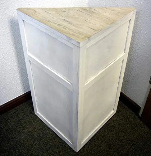 GeKi Trend Chabby Chic - Armadietto angolare piccolo legno, 1 cassetto e porta lamellare, 63 cm, stile rustico, vintage, p...