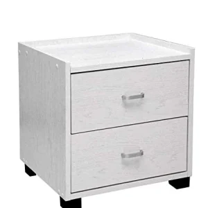 Gicos Mobile Comodino comò Legno truciolato 2 cassetti 43 * 40 * 44 cm Finiture Rovere Bianco TCC-715679