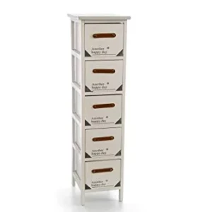 GICOS IMPORT EXPORT SRL Mobile cassettiera legno colore bianco 5 cassetti decorata 26 * 32 * 98 cm shabby chic EDT-809347