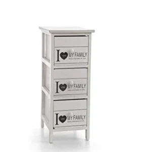GICOS IMPORT EXPORT SRL Mobile cassettiera legno colore bianco 3 cassetti decoro my family 26 * 32 * 62 cm shabby chic EDT...
