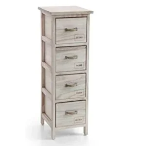 GICOS IMPORT EXPORT SRL Mobile cassettiera Legno Marrone 4 cassetti Decoro Home 26 * 32 * 80 cm Shabby Chic EDT-793288