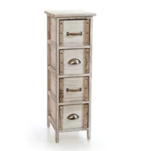 GICOS IMPORT EXPORT SRL Mobile cassettiera legno colore naturale 4 cassetti 26 * 32 * 80 cm shabby chic EDT-809453