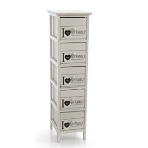 GICOS IMPORT EXPORT SRL Mobile cassettiera legno colore bianco 5 cassetti decoro my family 26 * 32 * 98 cm shabby chic EDT...