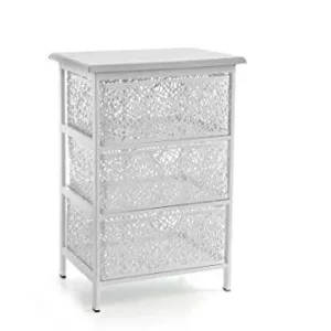 GICOS IMPORT EXPORT SRL Mobile mobiletto cassettiera metallo colore bianco schabby chic 3 cassetti traforata 42 * 31 * 60...