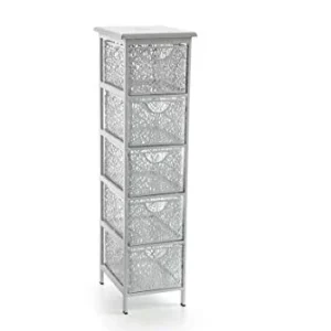 GICOS IMPORT EXPORT SRL Mobile mobiletto cassettiera metallo colore bianco schabby chic 5 cassetti traforata 31 * 26 * 98...