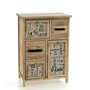 Mobile mobiletto cassettiera legno colore naturale 5 cassetti 49 * 30 * 68 cm decorato arredamento casa EDT-806131 GICOS I...