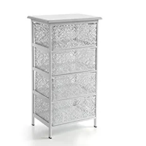 Mobile mobiletto cassettiera metallo colore bianco schabby chic 4 cassetti traforata 42 * 31 * 73 cm decorato arredamento...