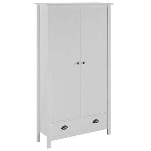 Goliraya Armadio Moderno Legno di Pino con 2 Ante Bianco,Armadio Bianco Moderno,Armadio Vestiti,Armadio Camera da Letto,Ar...