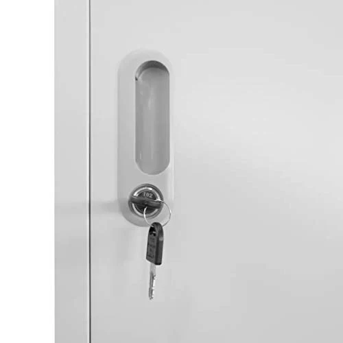 Armadietto guardaroba metallo con barra appendiabiti, ripiani e specchio, armadio da ufficio con 2 ante 180 x 38 x 45 cm G...