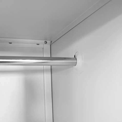 Armadietto guardaroba metallo con barra appendiabiti, ripiani e specchio, armadio da ufficio con 2 ante 180 x 38 x 45 cm G...