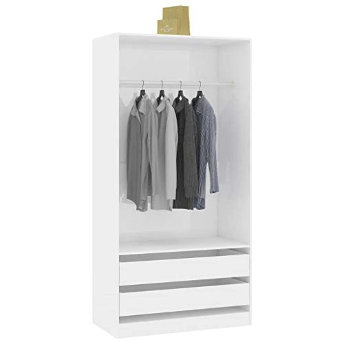 GOTOTOP Armadio Aperto Appendiabiti 100 x 50 x 200 cm Armadio Aperto Camera da Letto con 2 Cassetti 1 Ampio Scomparto con...