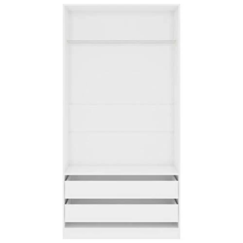 GOTOTOP Armadio Aperto Appendiabiti 100 x 50 x 200 cm Armadio Aperto Camera da Letto con 2 Cassetti 1 Ampio Scomparto con...