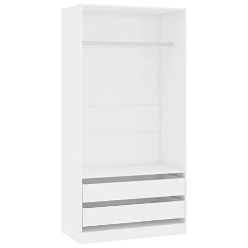 GOTOTOP Armadio Aperto Appendiabiti 100 x 50 x 200 cm Armadio Aperto Camera da Letto con 2 Cassetti 1 Ampio Scomparto con...