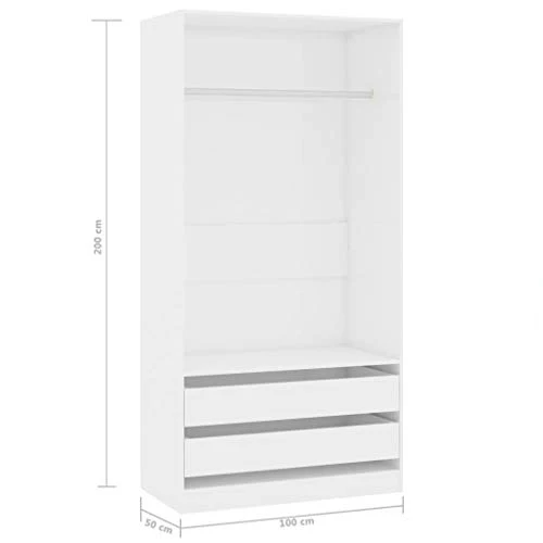 GOTOTOP Armadio Aperto Appendiabiti 100 x 50 x 200 cm Armadio Aperto Camera da Letto con 2 Cassetti 1 Ampio Scomparto con...
