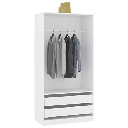 GOTOTOP Armadio Aperto Appendiabiti 100 x 50 x 200 cm Armadio Aperto Camera da Letto con 2 Cassetti 1 Ampio Scomparto con...