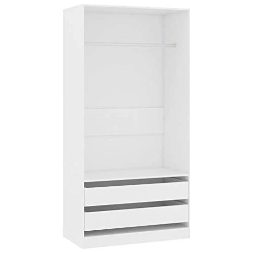 GOTOTOP Armadio Aperto Appendiabiti 100 x 50 x 200 cm Armadio Aperto Camera da Letto con 2 Cassetti 1 Ampio Scomparto con...