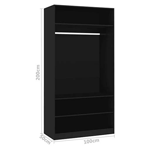 GOTOTOP Armadio guardaroba truciolato, armadio senza porta, con 3 ripiani e 1 asta appendiabiti, per soggiorno, camera da...