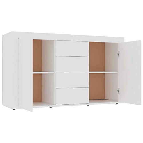 GOTOTOP Credenza truciolato con 2 ante e 4 cassetti, armadio ausiliario moderno per corridoio, soggiorno, camera da letto,...