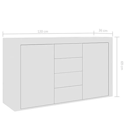 GOTOTOP Credenza truciolato con 2 ante e 4 cassetti, armadio ausiliario moderno per corridoio, soggiorno, camera da letto,...