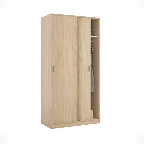 13Casa Jenny S01 Armadio Anta Scorrevole, Legno ingegnerizzato, Marrone, 100 x 50 x 200 cm Habitdesign