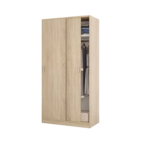 13Casa Jenny S01 Armadio Anta Scorrevole, Legno ingegnerizzato, Marrone, 100 x 50 x 200 cm Habitdesign
