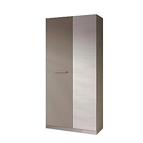 13Casa Mykonos B02 Armadio Anta Battente, Legno ingegnerizzato, Bianco Alpi E Basalto, 90 x 52 x 200 cm Habitdesign