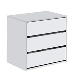 Habitdesign Cassettiera Tre cassetti Bianco Opaco, Dimensioni: 60 cm (Larghezza) x 57 cm (Altezza) x 44 cm (profondità)