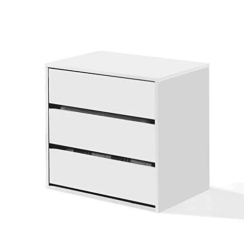 Habitdesign Cassettiera Tre cassetti Bianco Opaco, Dimensioni: 60 cm (Larghezza) x 57 cm (Altezza) x 44 cm (profondità)