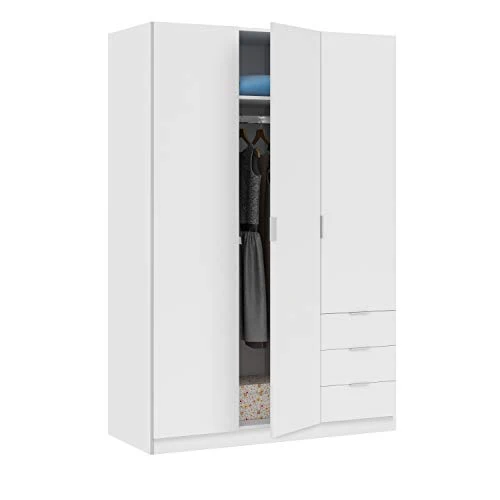 Habitdesign LCX323O-Armadio guardaroba tre ante e tre cassetti, colore: bianco opaco, misure 180 x 121 x 52 cm di profondi...