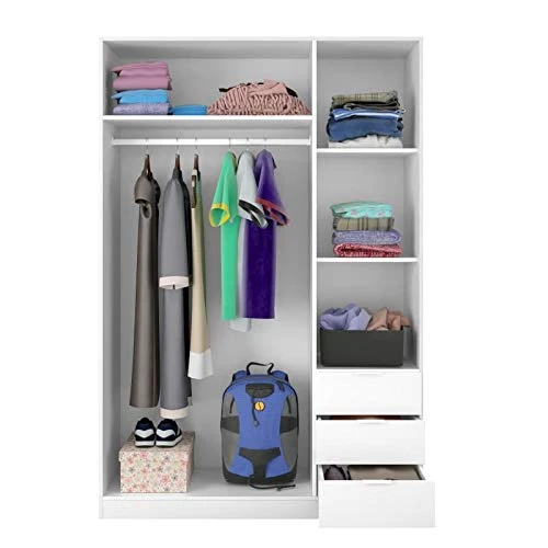 Habitdesign LCX323O-Armadio guardaroba tre ante e tre cassetti, colore: bianco opaco, misure 180 x 121 x 52 cm di profondi...